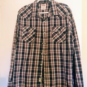 Mens Levi’s  Pearl Snap Western Style Shirt Size XL